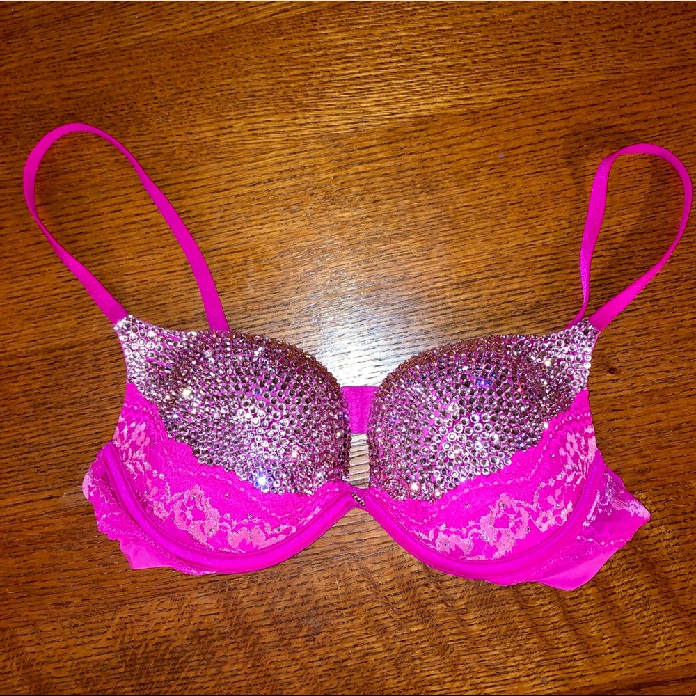 💖LIKE NEW VICTORIA SECRET CUSTOM BLING SPARKLE RHINESTONE PUSHUP PADDING 34B - Picture 10 of 10